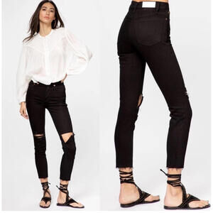 NWOT RE/DONE Black 90s High Rise Ankle Cropped Jeans Size 28